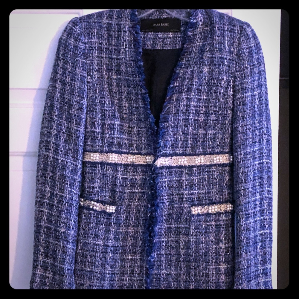 Zara blue tweed blazer